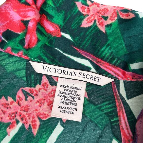 Victoria's Secret Green Floral Satin Short Pajama Set XS - Picture 5 of 7